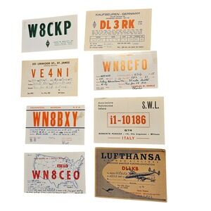 Lot of 8 Vintage 1950s Milano‎ Italy, USA, Germany Amateur Radio QSL Cards